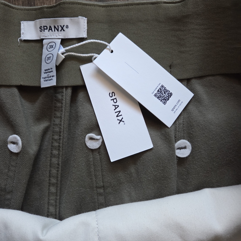 NWT Spanx Stretch Twill Cropped Wide Leg Pants in Sage Green 3X - Picture 12 of 16